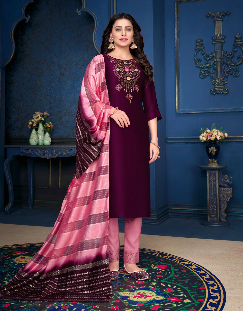 Lily And Lali Muskan 3 Silk Fancy Ethnic Wear Kurti Pant With Dupatta Collection